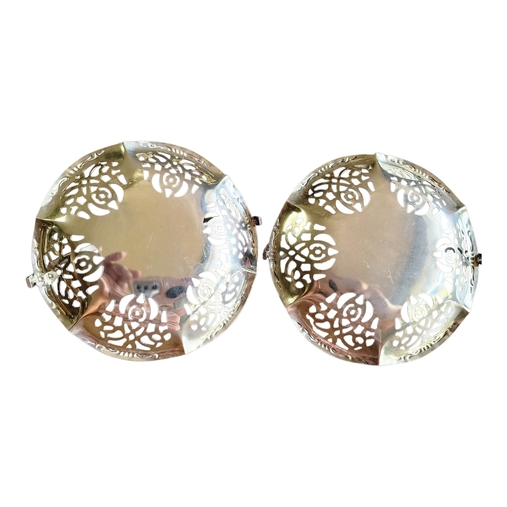 Metal Floral Decorative Small Serving Pieces For Tea Cakes.. - Picture 2 of 3